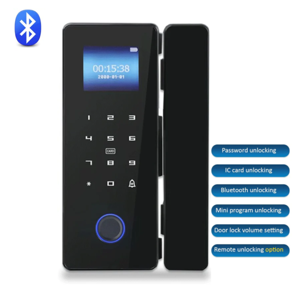 Fingerprint Bluetooth Glass Door Lock HAHA-Lock App Passcode IC Card Keyless Smart Phone