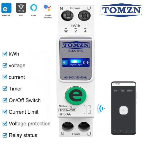 Tomzn Ewelink WIFI Smart KWH Metering Circuit Breaker