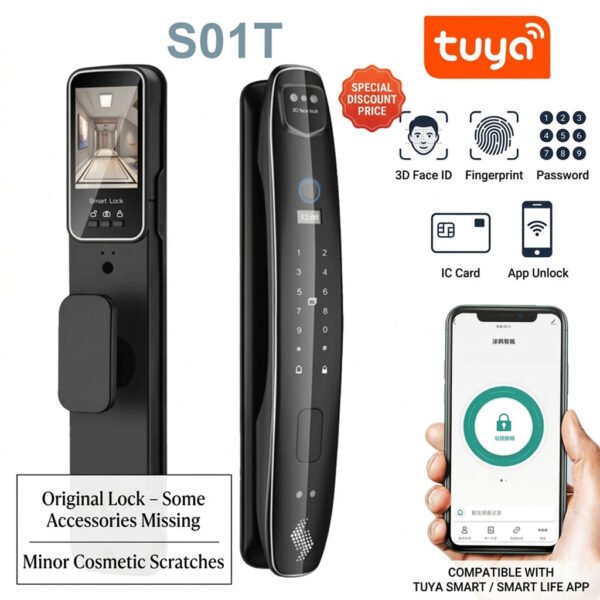 Tuya S01T 3D Face Recognition Smart Door Lock – Original Lock (Accessories Missing & Minor Scratches) – Discount Price