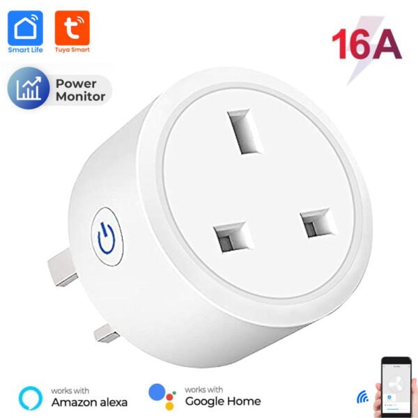 Tuya Smart WiFi 16A Heavy Duty UK Smart Plug Power Meter