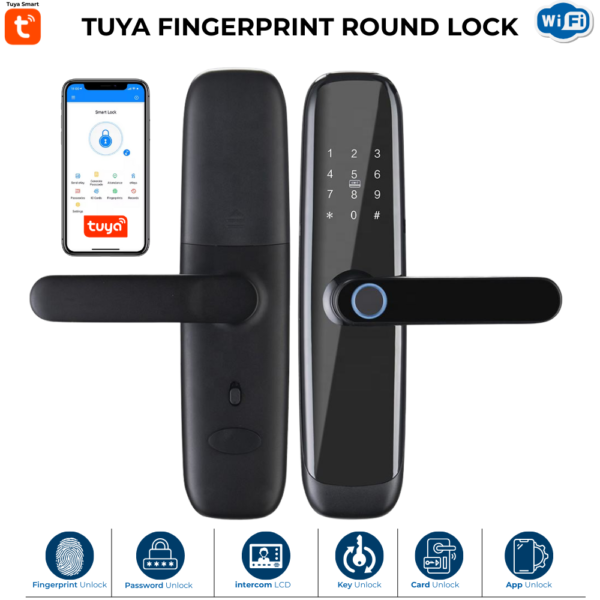 Tuya Wi-Fi Fingerprint & Biometric Smart Round Door Lock